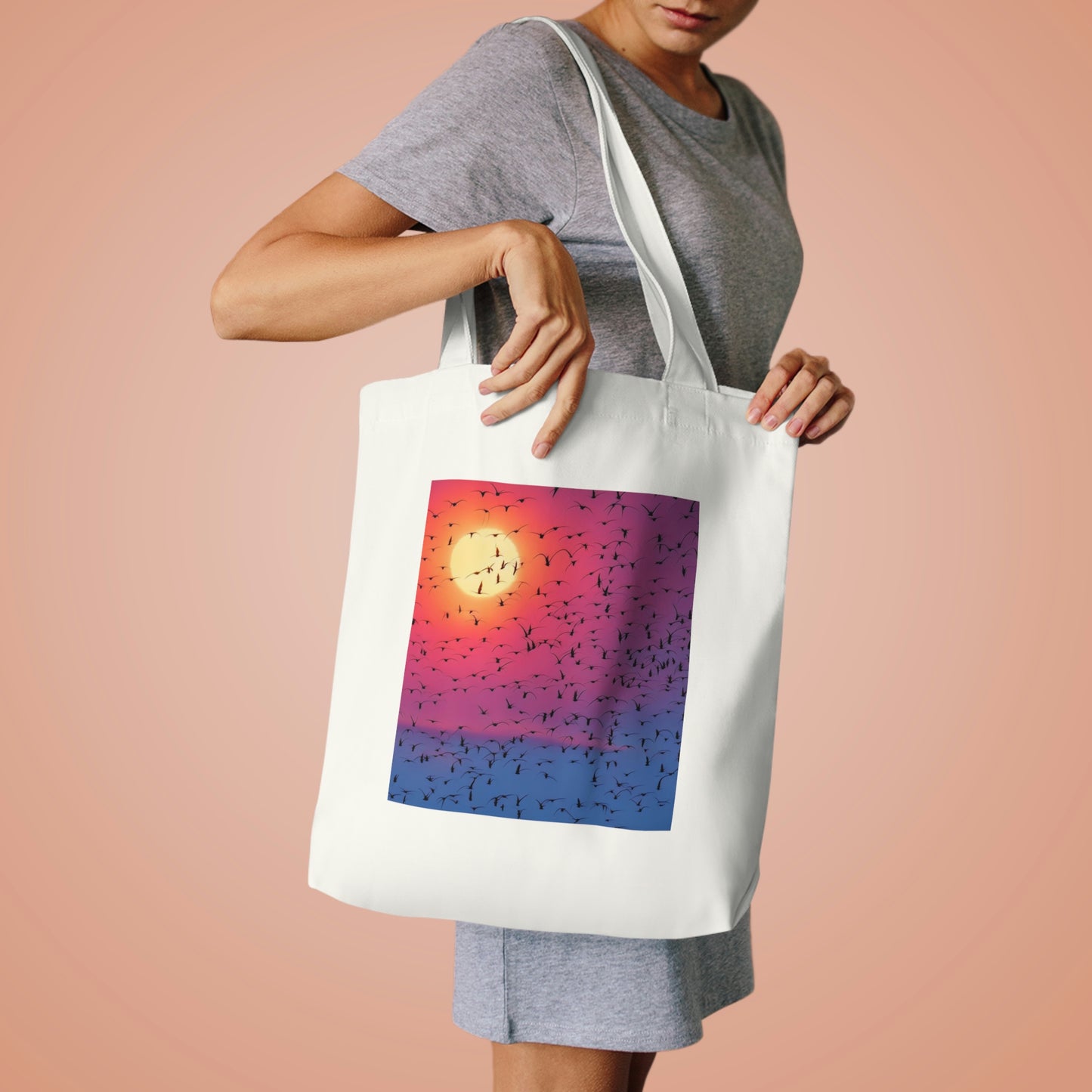 Birds silhouetted at Sunset - Cotton Tote Bag