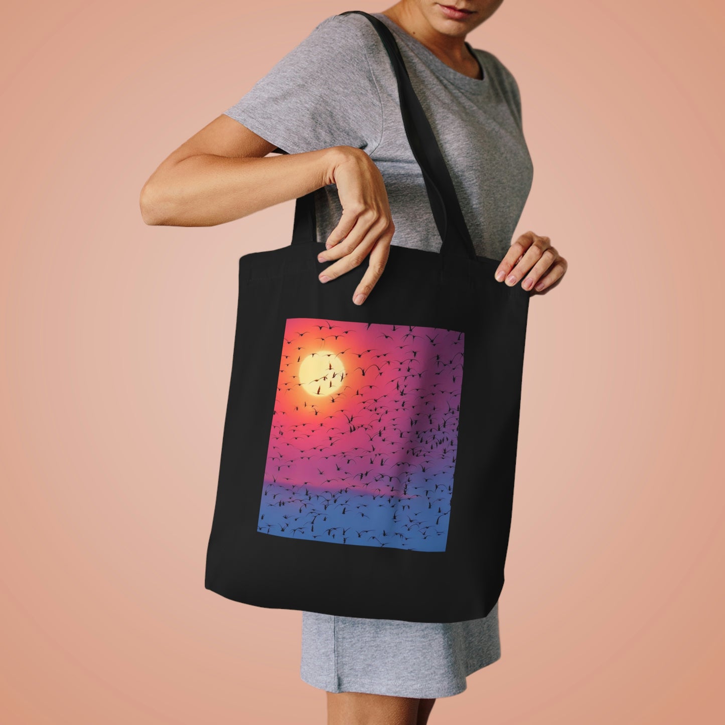 Birds silhouetted at Sunset - Cotton Tote Bag